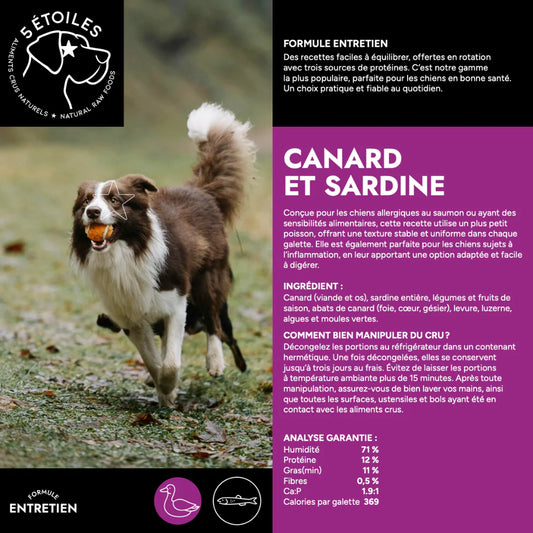 Aliments 5 Étoiles - Formule Entretien Canard/Sardines 10 lbs