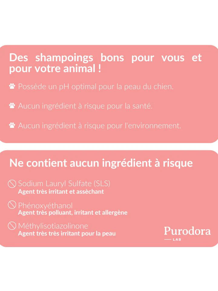 Shampoing pour animaux - Poils courts et longs - Purodora