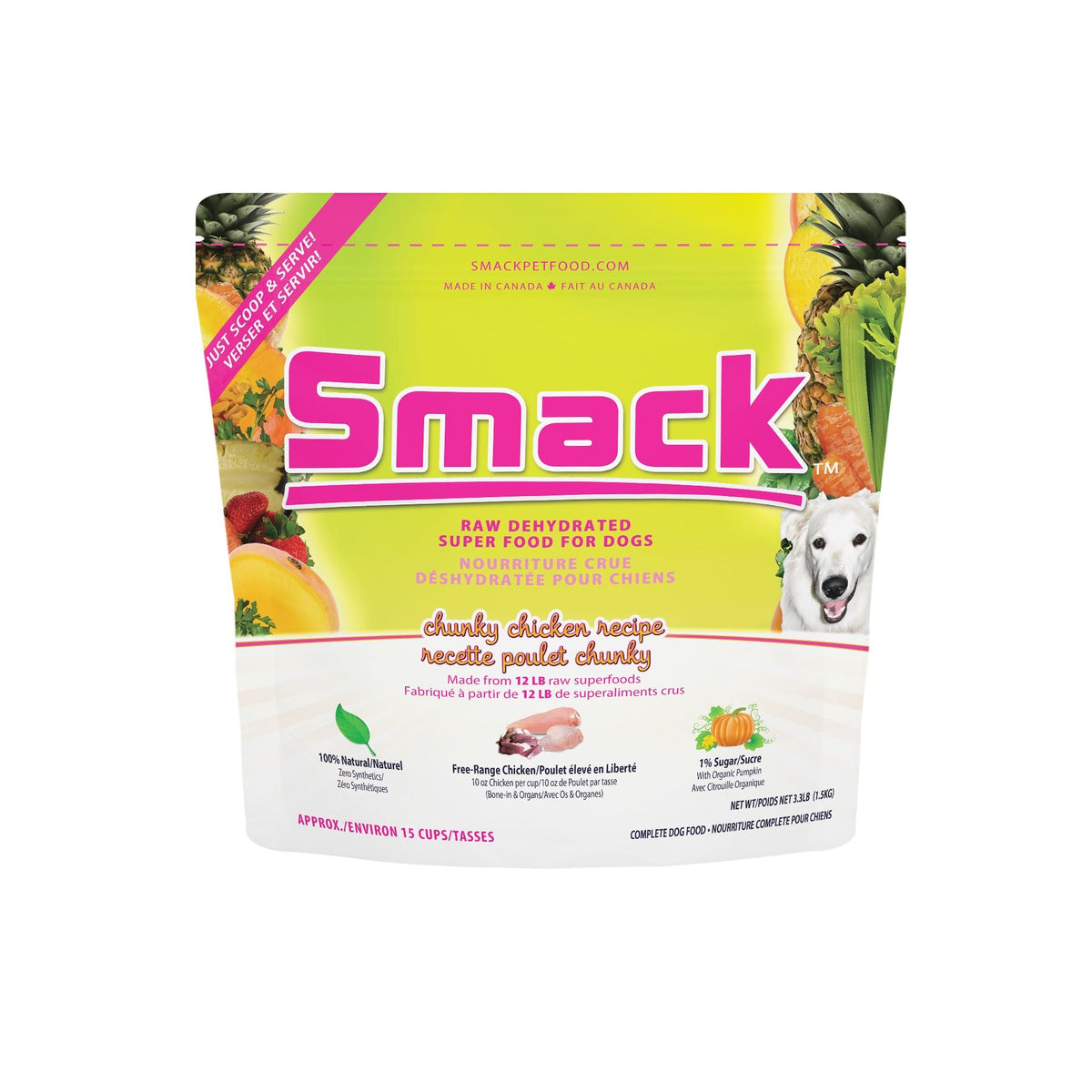 Nourriture pour Chien Déshydratée - Recette Poulet Chunky - Smack
