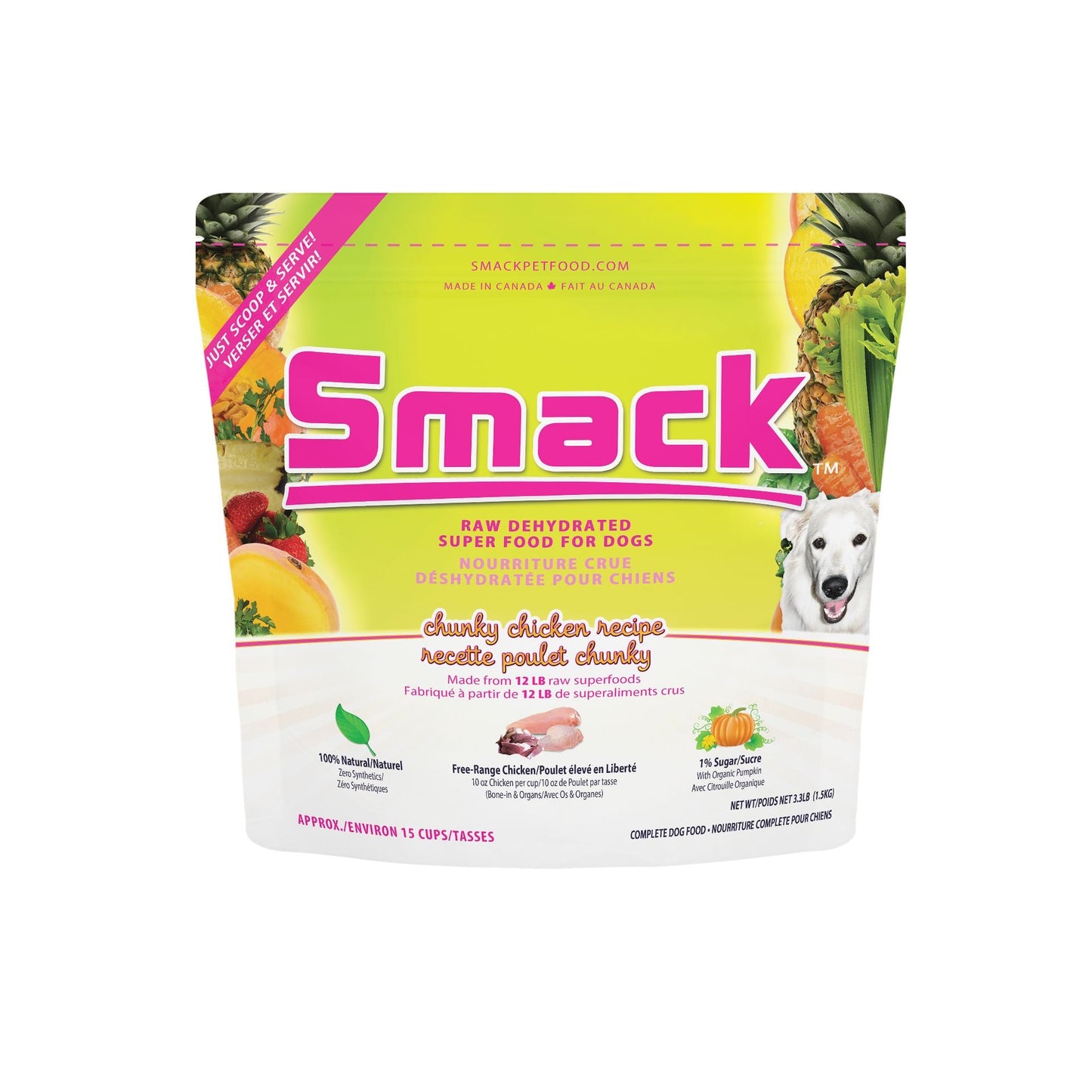 Nourriture pour Chien Déshydratée - Recette Poulet Chunky - Smack