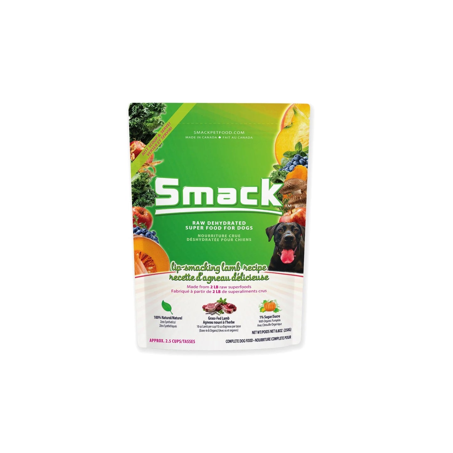 Nourriture pour chien déshydratée - Smack - Recette d'agneau délicieuse