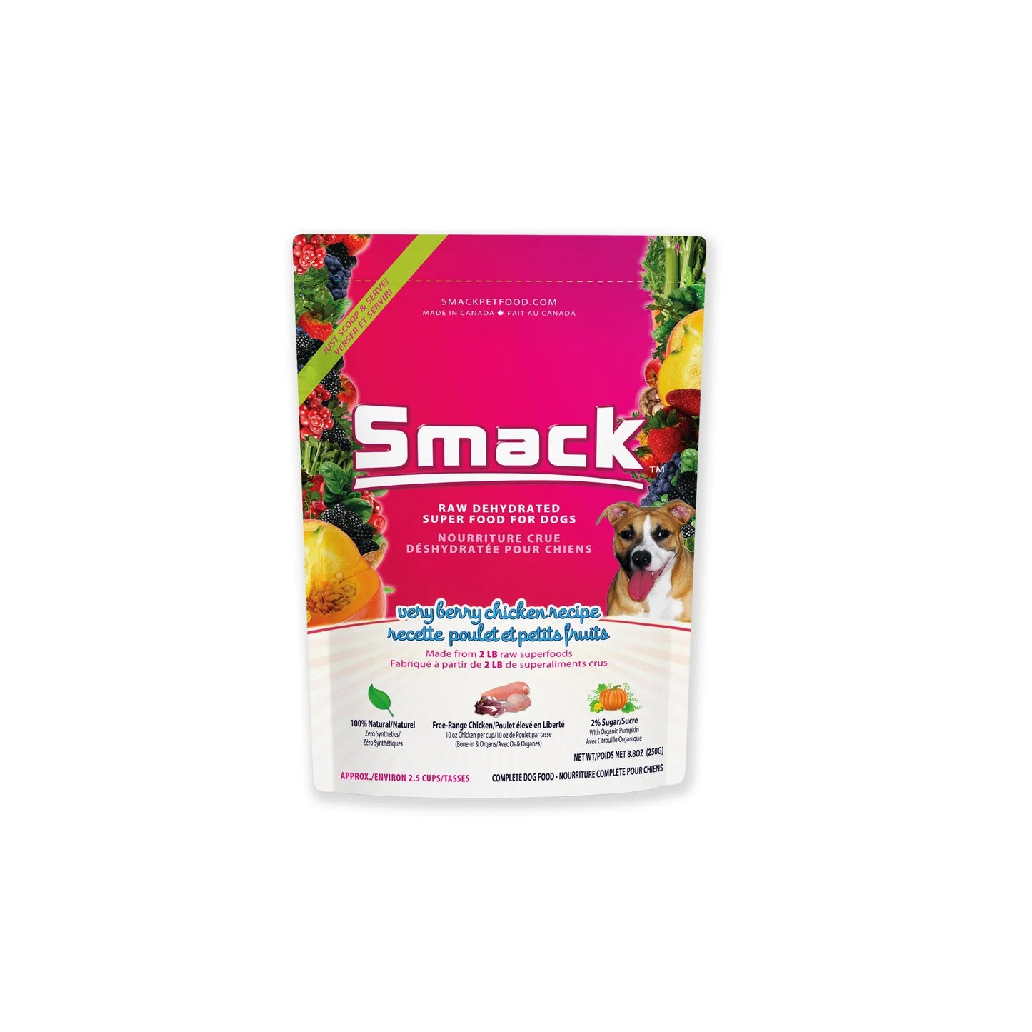 Nourriture pour Chien Déshydratée - Smack - Poulet et Petits Fruits