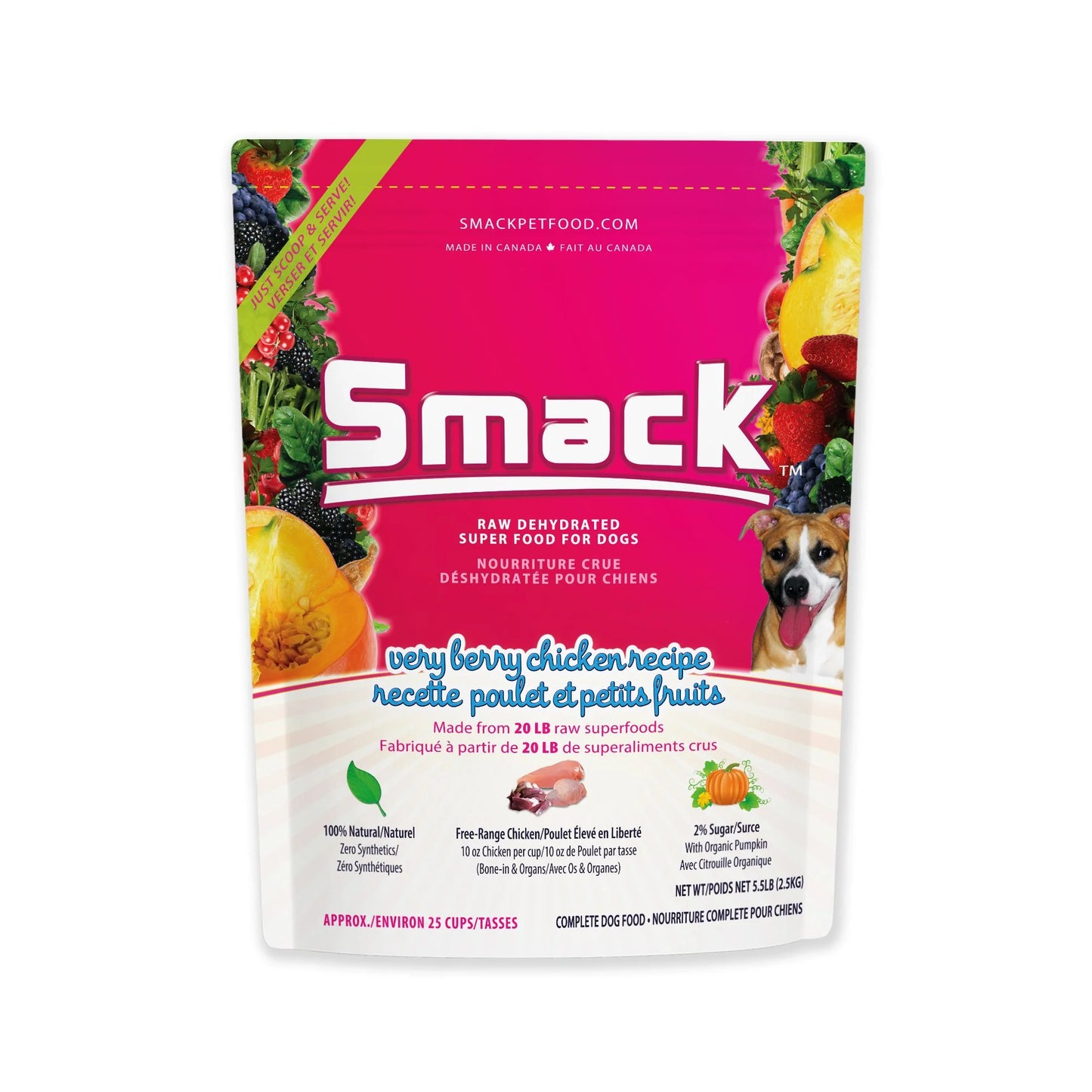 Nourriture pour Chien Déshydratée - Smack - Poulet et Petits Fruits
